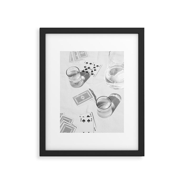 Playing a Game of Cards | Black and White Summer Sunshine Outside Games Photography Art Print Framed Art Print Gallery Image 1