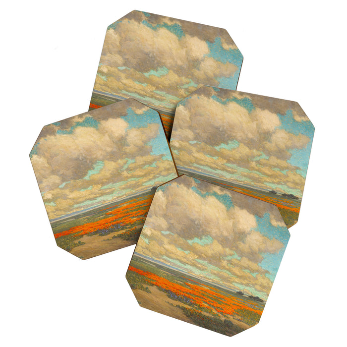 1911 Granville Redmond - A Field of California Poppies Coaster Gallery Image 1