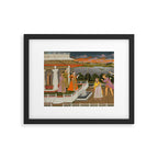 A blindfolded suitor is brought before a princess; verso/ scrolling floral vines 1755 Fayzullah Indian Miniature Painting  Framed Art Print Gallery Image 5