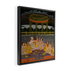 A prince celebrating Holi with palace women on a terrace at night Indian Miniature Painting Indian Miniature Painting  Framed Canvas Print Gallery Image 2