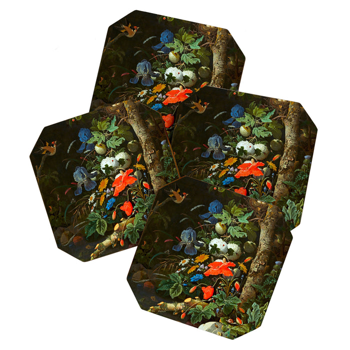 Abraham Mignon  Flowers in a Forest Landscape  Coaster Gallery Image 1