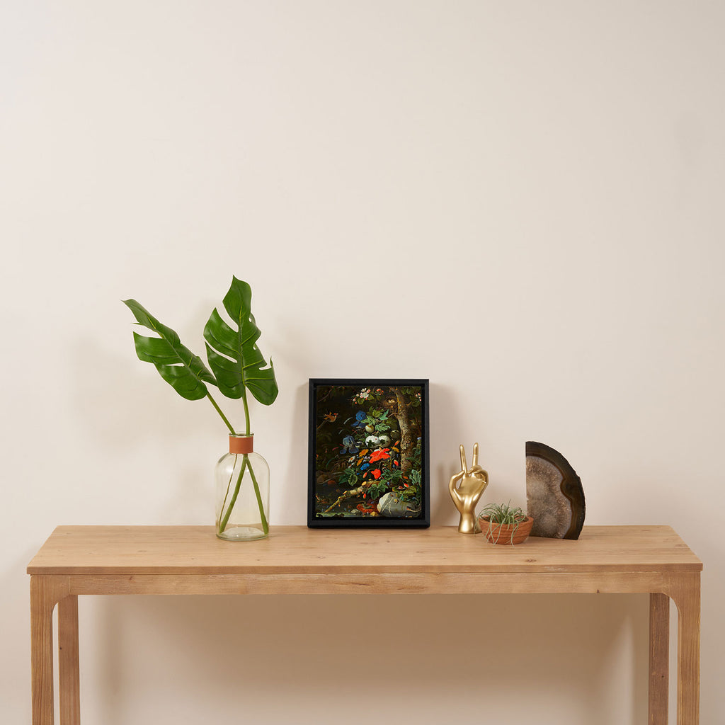 Abraham Mignon  Flowers in a Forest Landscape  Framed Canvas Print Gallery Image 4
