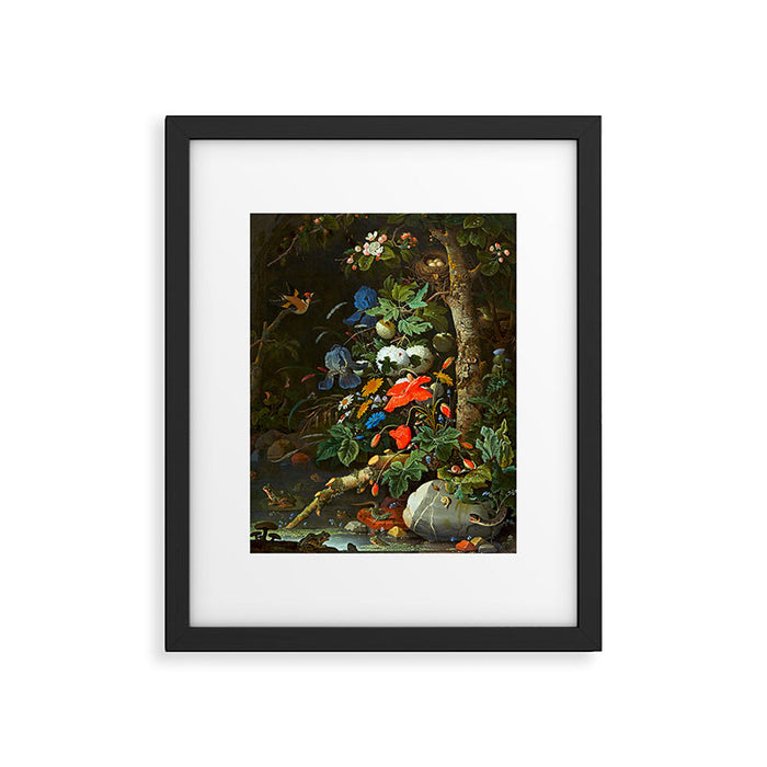 Abraham Mignon  Flowers in a Forest Landscape  Framed Art Print Gallery Image 1
