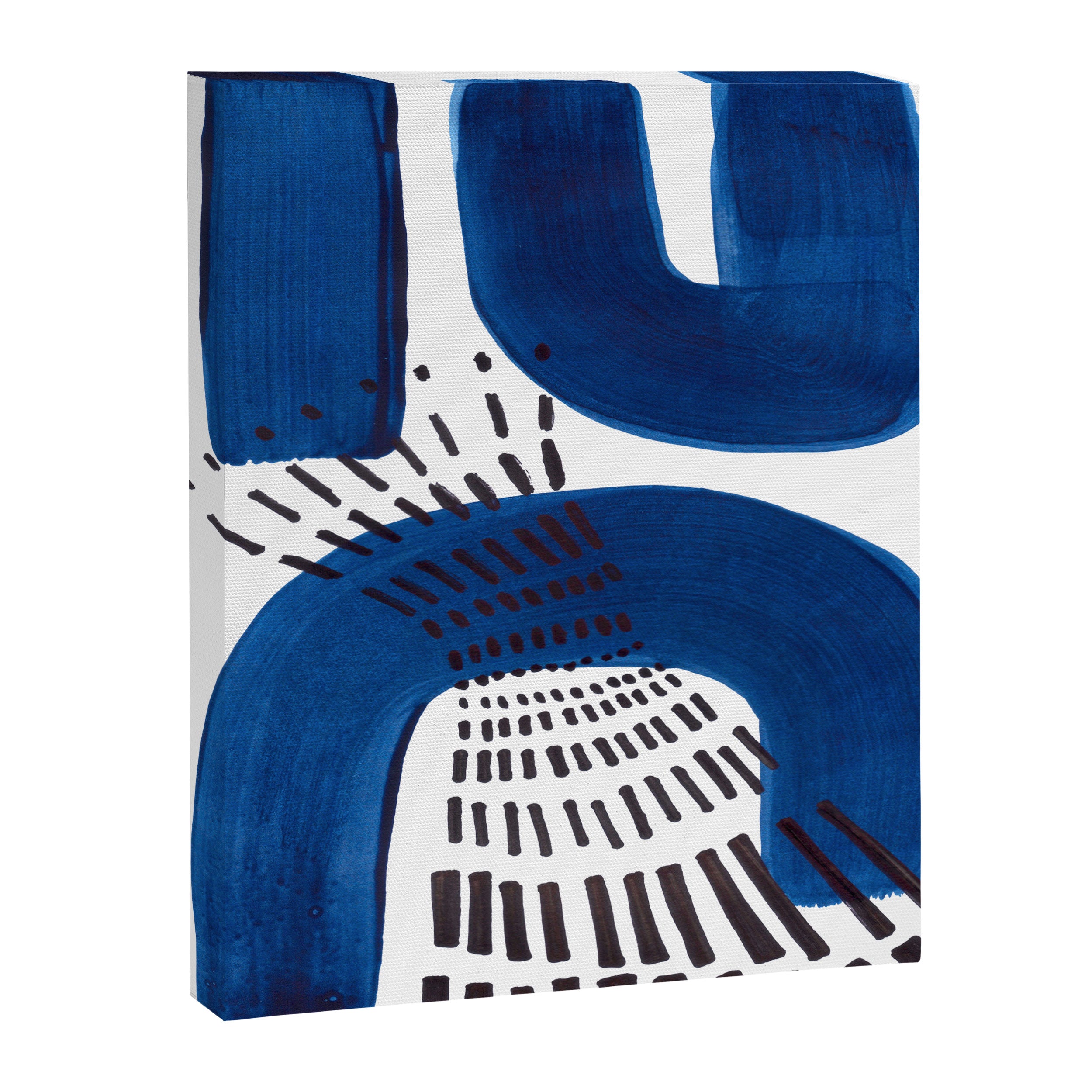 Abstract Expressionism Mid Century Modern Acrylic Painting Minimalist Art Navy Blue Black Line Patte Canvas Print Gallery Image 6