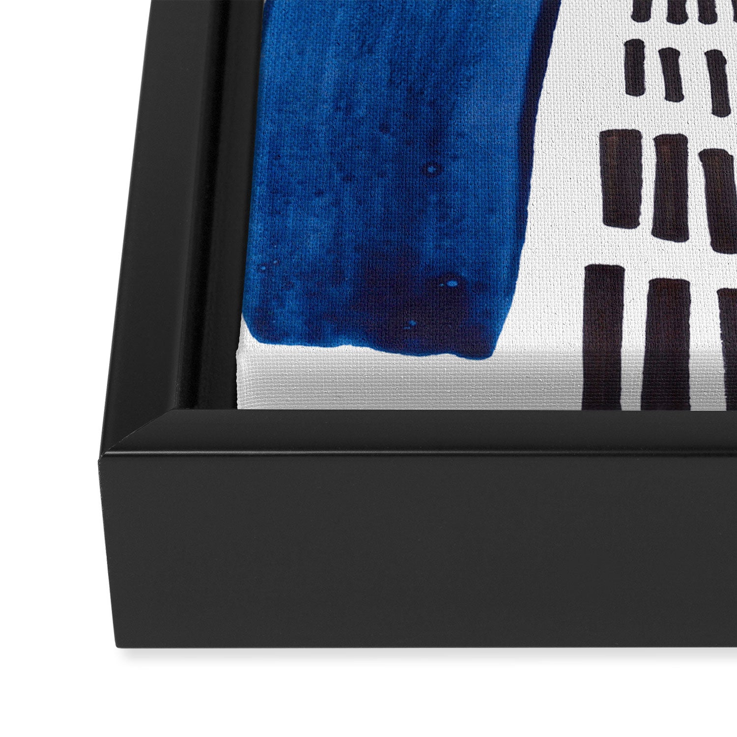 Abstract Expressionism Mid Century Modern Acrylic Painting Minimalist Art Navy Blue Black Line Patte Framed Canvas Print Gallery Image 3
