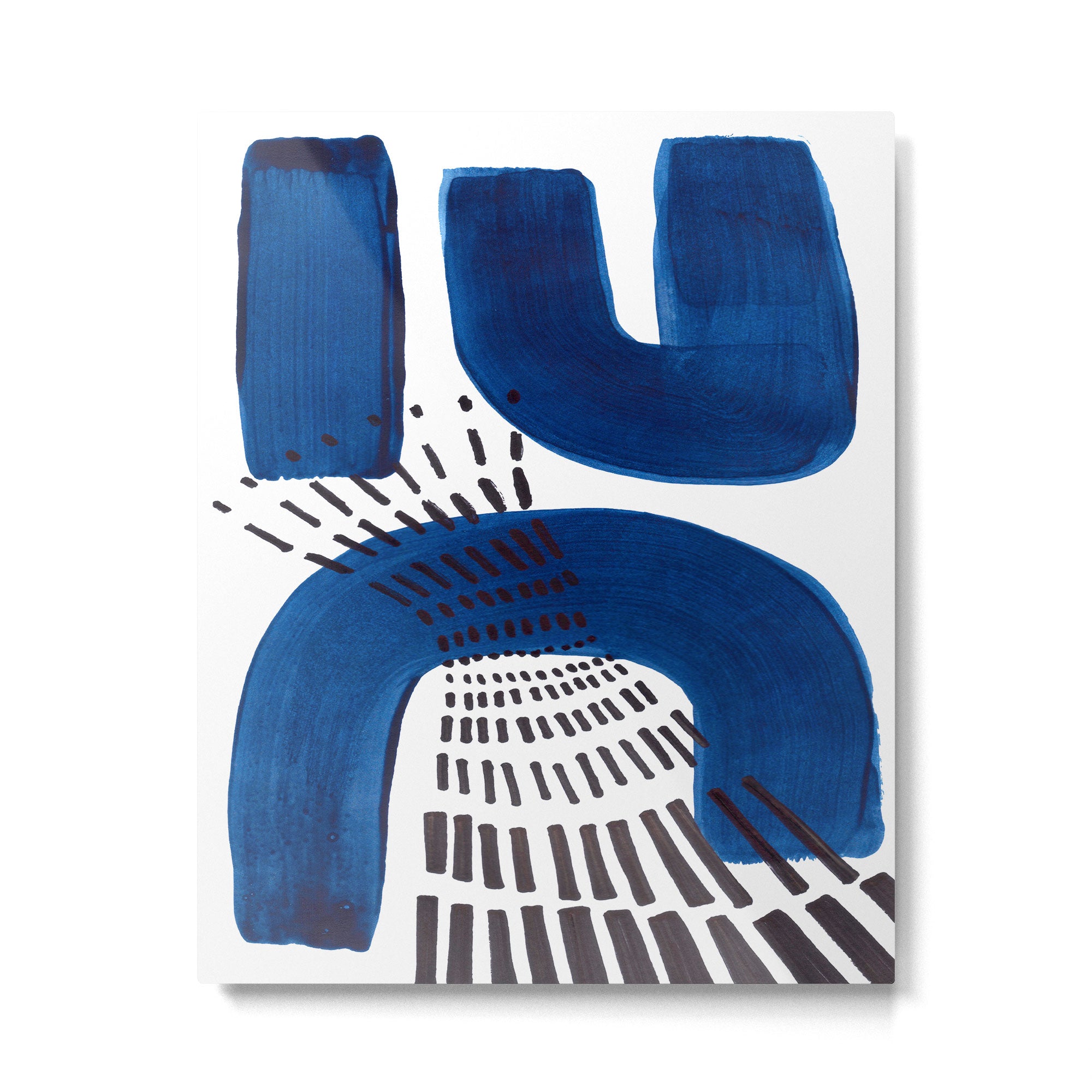 Abstract Expressionism Mid Century Modern Acrylic Painting Minimalist Art Navy Blue Black Line Patte Metal Print Gallery Image 4