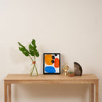 Abstract Mid Century Modern Colorful Minimal Pop Art Yellow Orange Blue Bubbles Ovals Framed Canvas Print Gallery Image 4