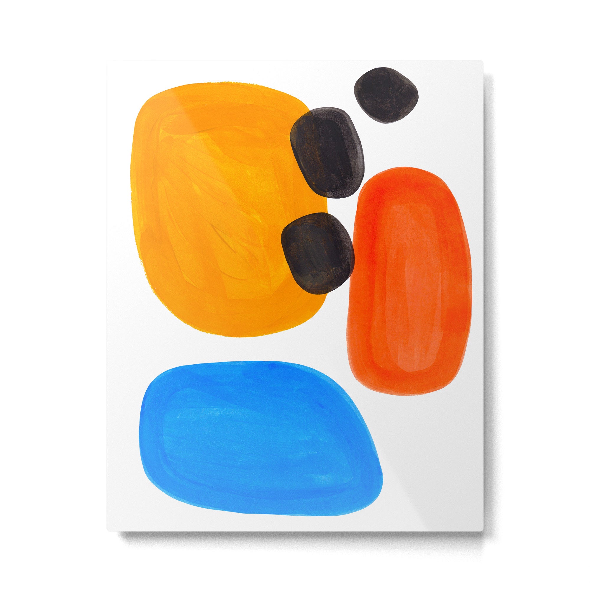 Abstract Mid Century Modern Colorful Minimal Pop Art Yellow Orange Blue Bubbles Ovals Metal Print Gallery Image 4