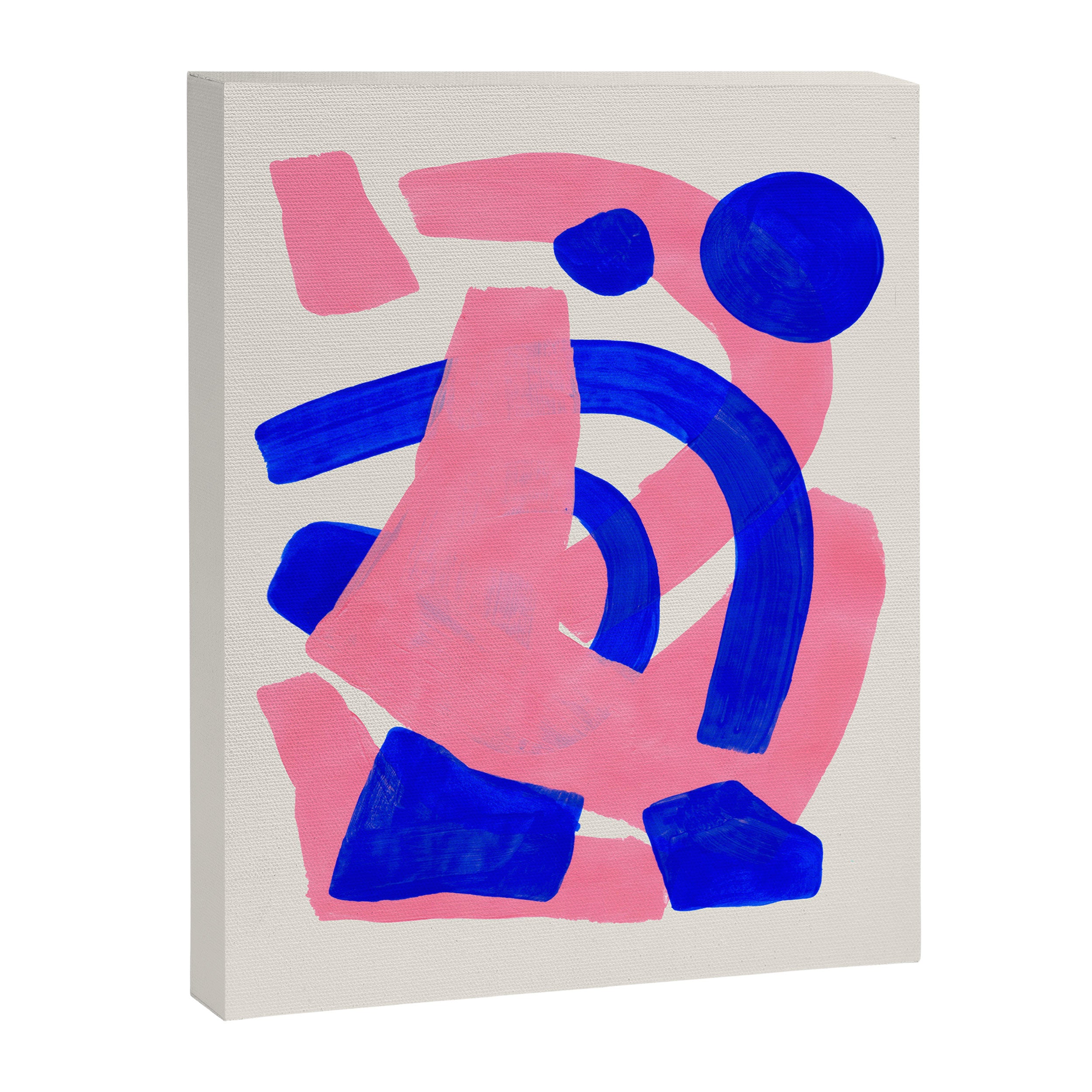 Abstract Painting Mid Century Modern Abstract Funky Sound Waves Pink Blue Shapes Canvas Print Gallery Image 6