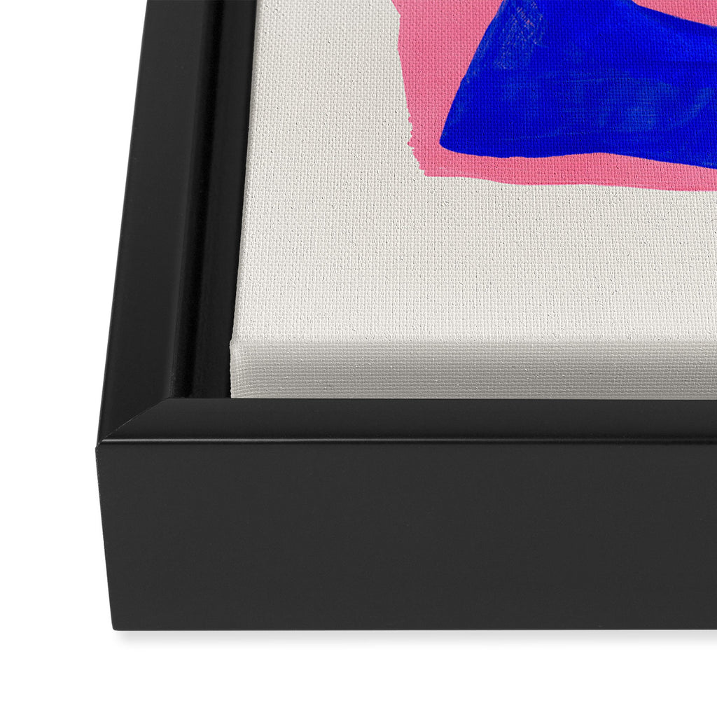 Abstract Painting Mid Century Modern Abstract Funky Sound Waves Pink Blue Shapes Framed Canvas Print Gallery Image 3