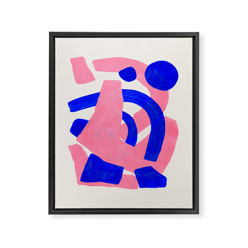 Abstract Painting Mid Century Modern Abstract Funky Sound Waves Pink Blue Shapes Framed Canvas Print Gallery Image 6
