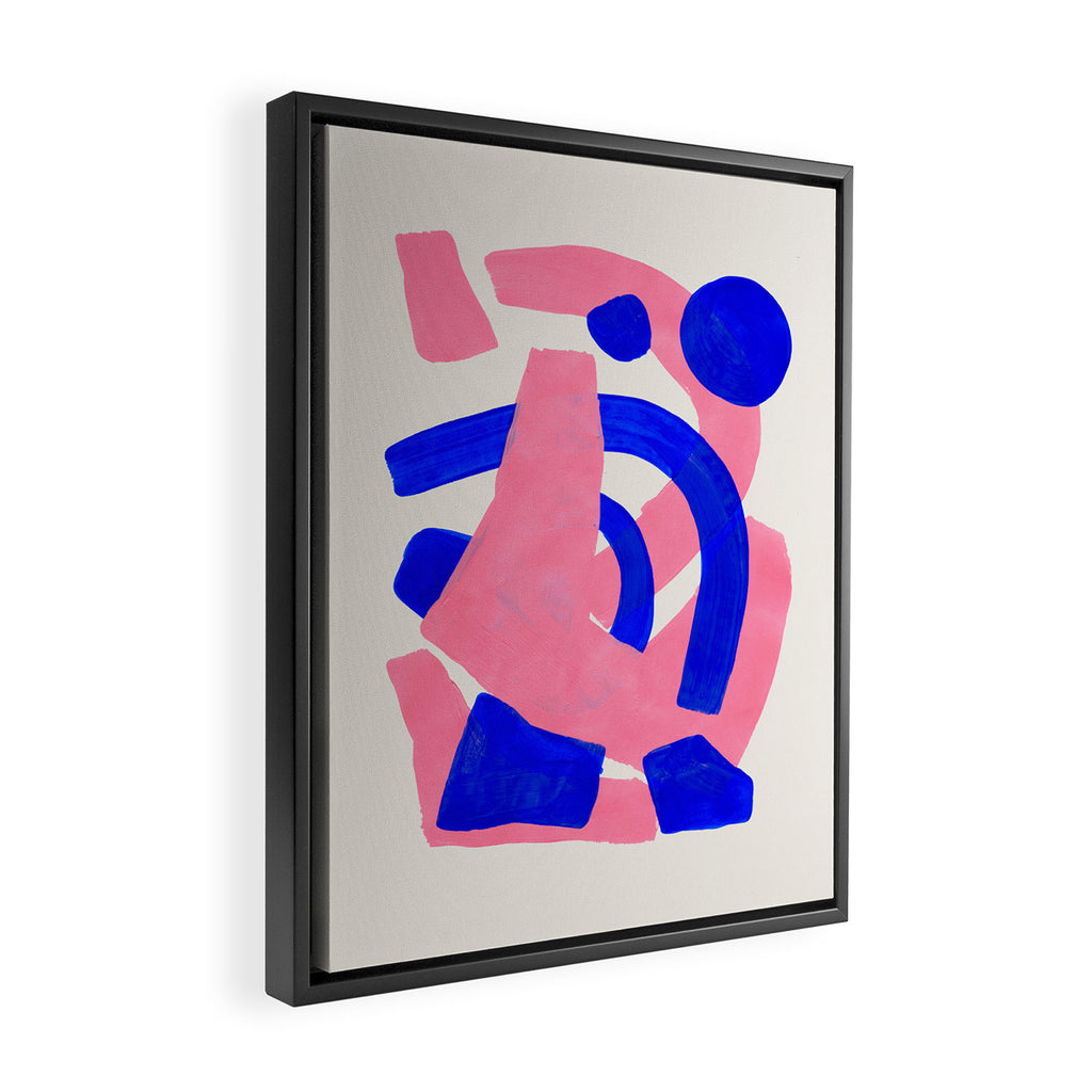 Abstract Painting Mid Century Modern Abstract Funky Sound Waves Pink Blue Shapes Framed Canvas Print Gallery Image 2