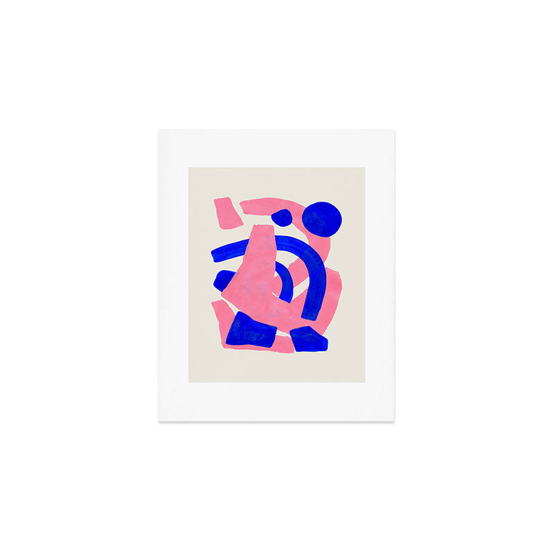 Abstract Painting Mid Century Modern Abstract Funky Sound Waves Pink Blue Shapes Art Print Gallery Image 1