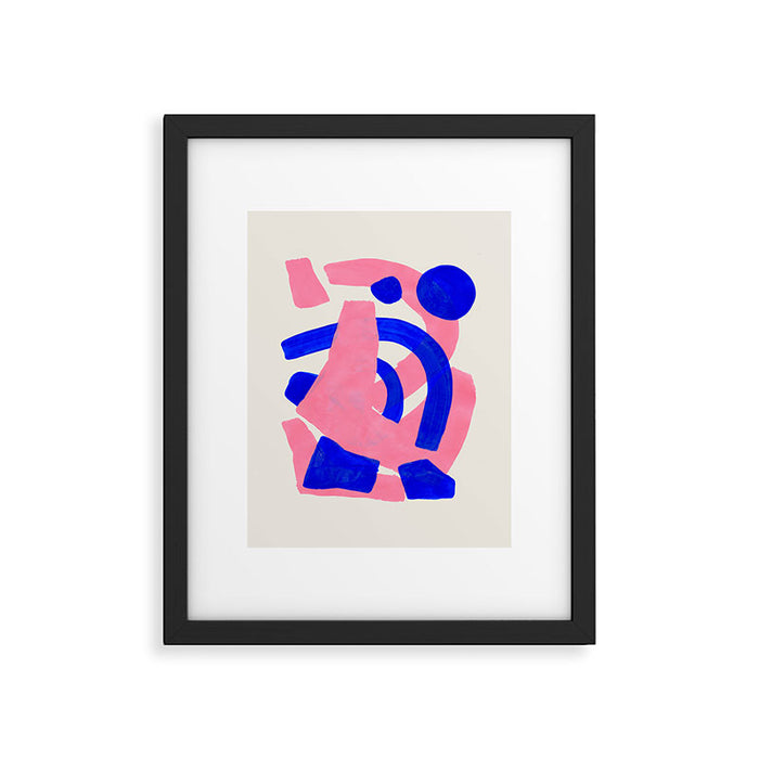 Abstract Painting Mid Century Modern Abstract Funky Sound Waves Pink Blue Shapes Framed Art Print Gallery Image 1