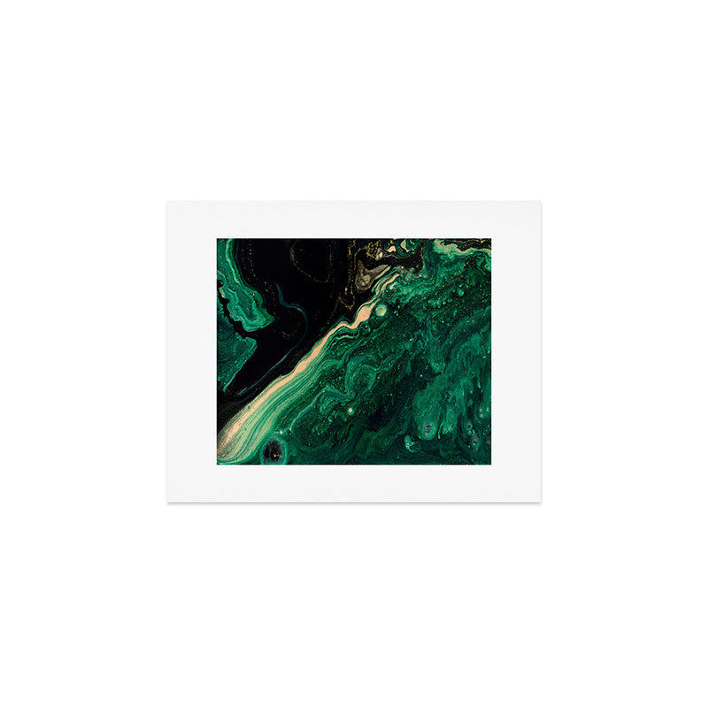 Abstract Pour Painting Liquid Marble Abstract Dark Green Painting Gold Accent Agate Stone Layers Art Print Gallery Image 1