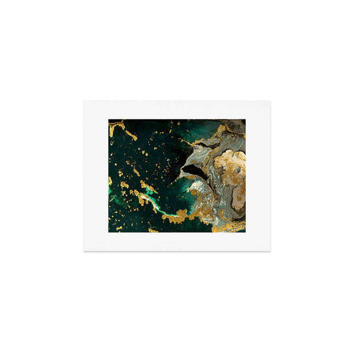 Abstract Pour Painting Liquid Marble Abstract Dark Green Painting Gold Accent Agate Stone Layers Art Print Gallery Image 1