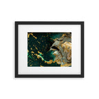 Abstract Pour Painting Liquid Marble Abstract Dark Green Painting Gold Accent Agate Stone Layers Framed Art Print Gallery Image 5