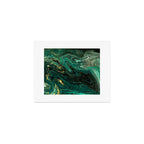Abstract Pour Painting Liquid Marble Dark Green Teal Painting Gold Accent Art Print Gallery Image 1