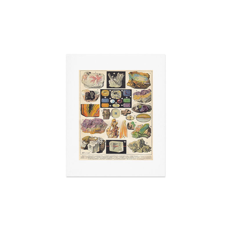 Adolphe Millot Minerals Larousse Vintage Scientific Encyclopedia Illustration Mineralogy Gemstones Art Print Gallery Image 1