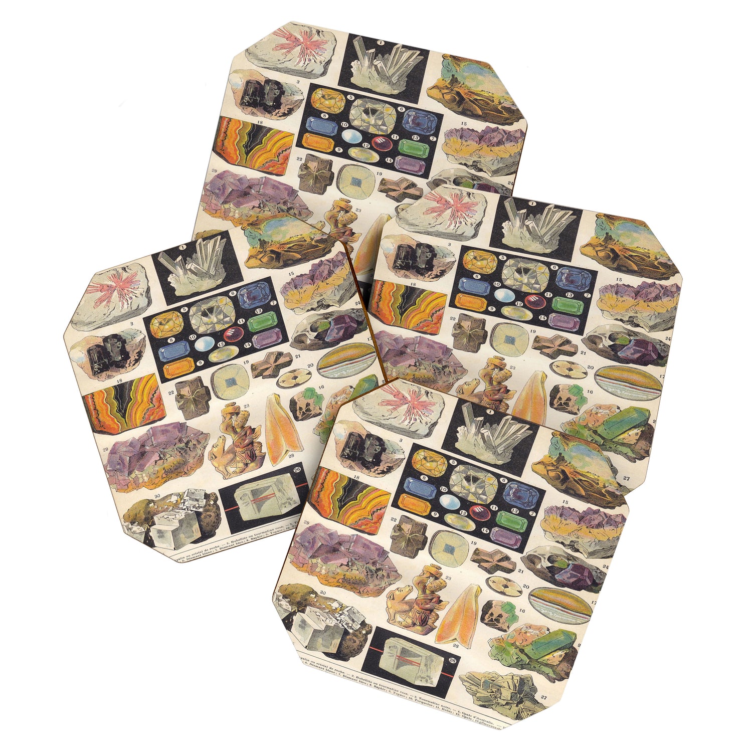 Adolphe Millot Minerals Larousse Vintage Scientific Encyclopedia Illustration Mineralogy Gemstones Coaster Gallery Image 1
