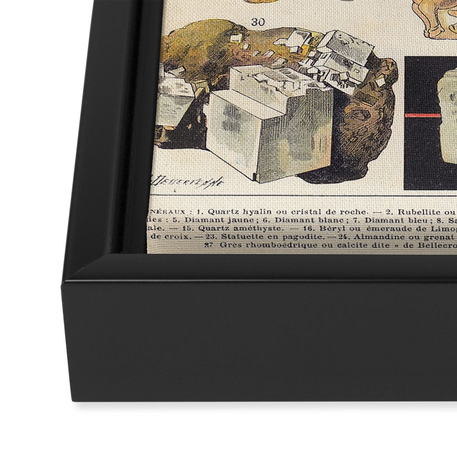 Adolphe Millot Minerals Larousse Vintage Scientific Encyclopedia Illustration Mineralogy Gemstones Framed Canvas Print Gallery Image 3