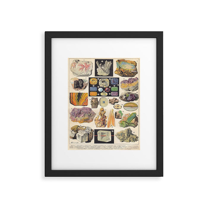 Adolphe Millot Minerals Larousse Vintage Scientific Encyclopedia Illustration Mineralogy Gemstones Framed Art Print Gallery Image 1