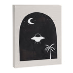 Ancient Alien Visitor Black White Minimalist Line Drawing Paper Collage by Ejaaz Haniff Canvas Print Gallery Image 6