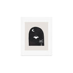 Ancient Alien Visitor Black White Minimalist Line Drawing Paper Collage by Ejaaz Haniff Art Print Gallery Image 1