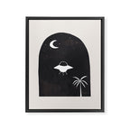 Ancient Alien Visitor Black White Minimalist Line Drawing Paper Collage by Ejaaz Haniff Framed Canvas Print Gallery Image 6