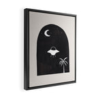 Ancient Alien Visitor Black White Minimalist Line Drawing Paper Collage by Ejaaz Haniff Framed Canvas Print Gallery Image 2