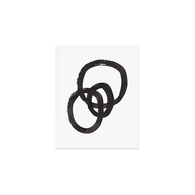 'And I Op' Minimalist Ink Line Drawing Abstract Black Brush Strokes Modern Funky Maze by Ejaaz Haniff  Art Print Gallery Image 1