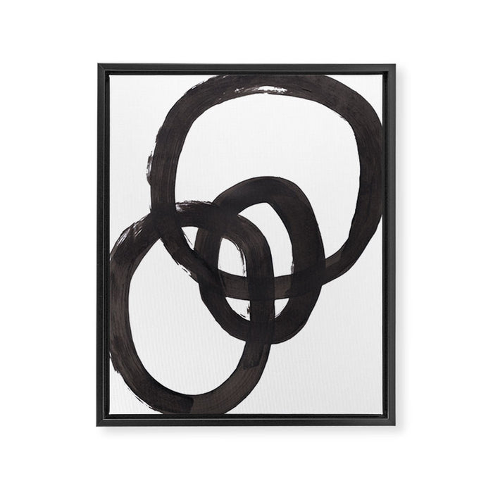 'And I Op' Minimalist Ink Line Drawing Abstract Black Brush Strokes Modern Funky Maze by Ejaaz Haniff  Framed Canvas Print Gallery Image 1