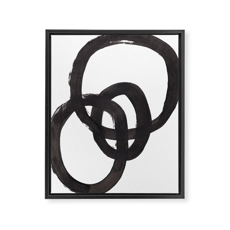 'And I Op' Minimalist Ink Line Drawing Abstract Black Brush Strokes Modern Funky Maze by Ejaaz Haniff  Framed Canvas Print Gallery Image 6