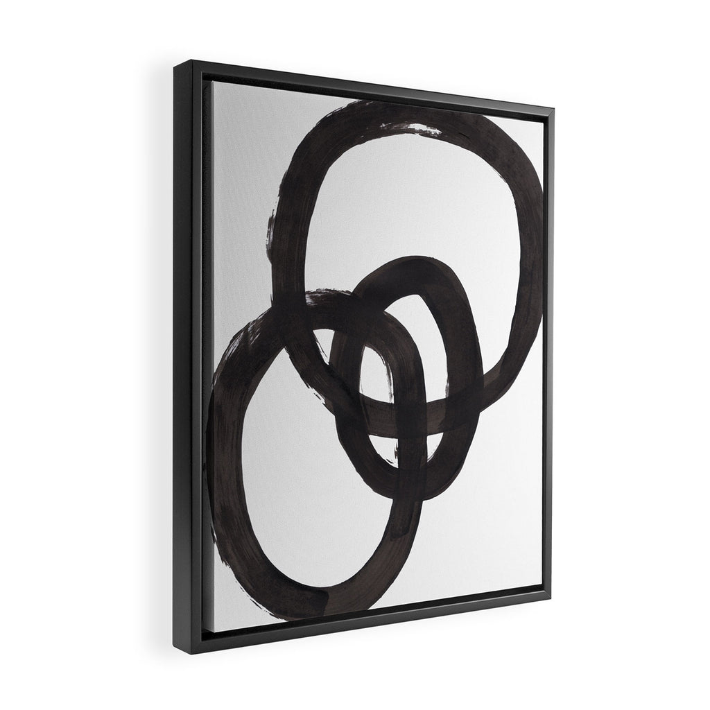 'And I Op' Minimalist Ink Line Drawing Abstract Black Brush Strokes Modern Funky Maze by Ejaaz Haniff  Framed Canvas Print Gallery Image 2