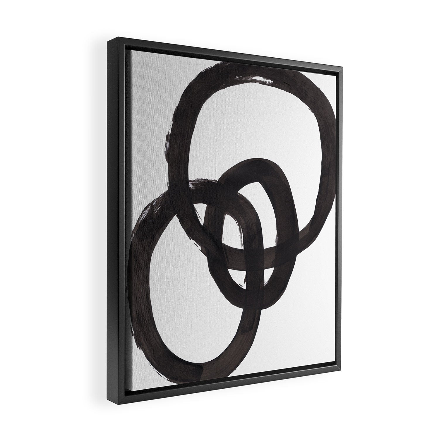 'And I Op' Minimalist Ink Line Drawing Abstract Black Brush Strokes Modern Funky Maze by Ejaaz Haniff  Framed Canvas Print Gallery Image 2