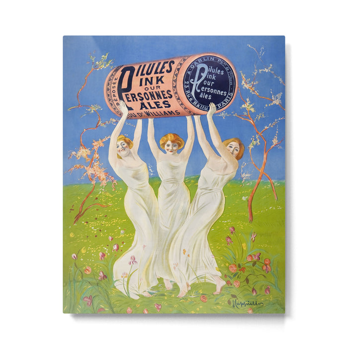 Antique Ad Poster Pink Pills for Pale People Metal Print Gallery Image 1