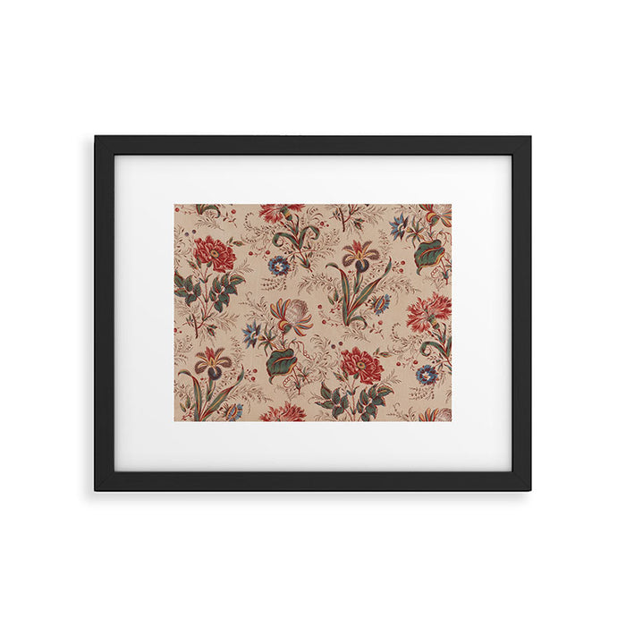 Antique Chinese Floral Pattern Framed Art Print Gallery Image 1