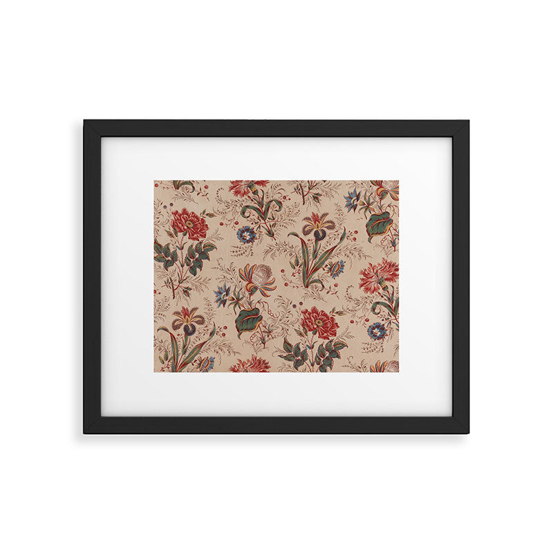 Antique Chinese Floral Pattern Framed Art Print Gallery Image 5