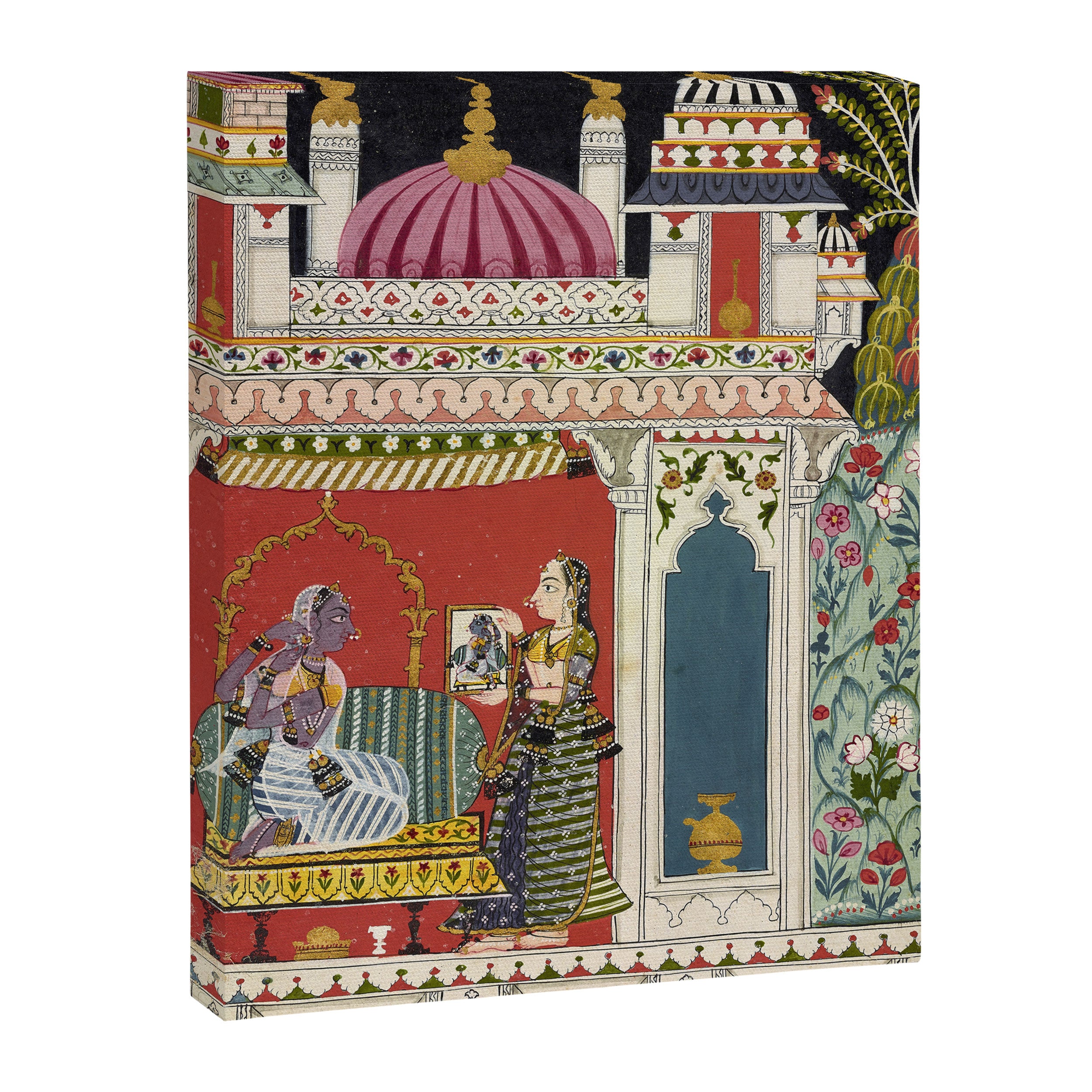 Antique Indian Illustration Princess Mirror Canvas Print Gallery Image 6