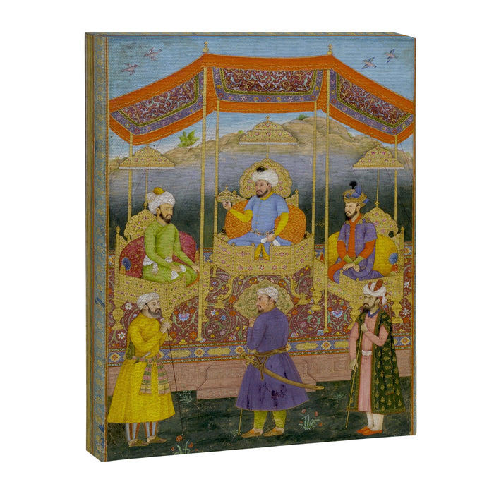 Antique Indian Miniature Painted Illustration Timur handing the crown to Babur Canvas Print Gallery Image 1