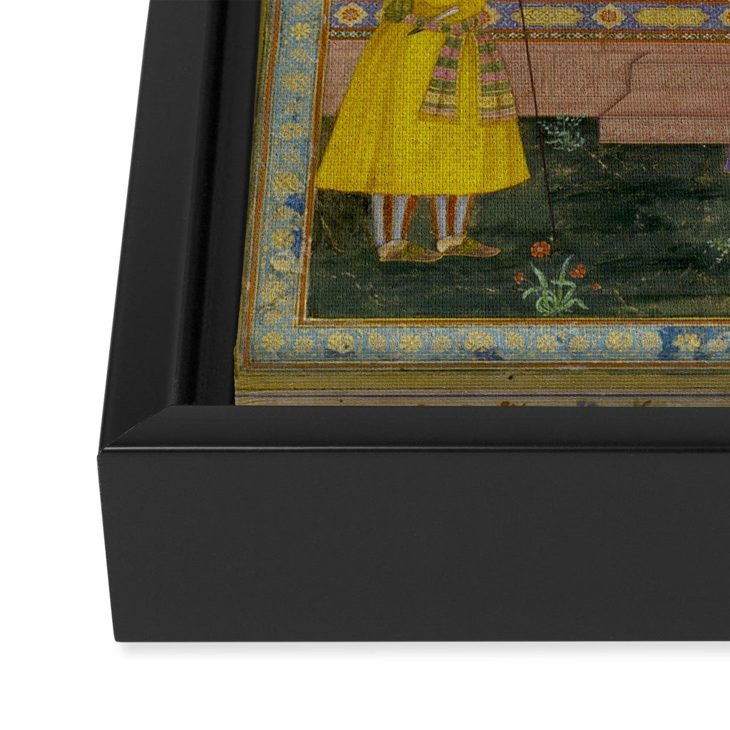 Antique Indian Miniature Painted Illustration Timur handing the crown to Babur Framed Canvas Print Gallery Image 3