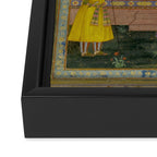Antique Indian Miniature Painted Illustration Timur handing the crown to Babur Framed Canvas Print Gallery Image 3