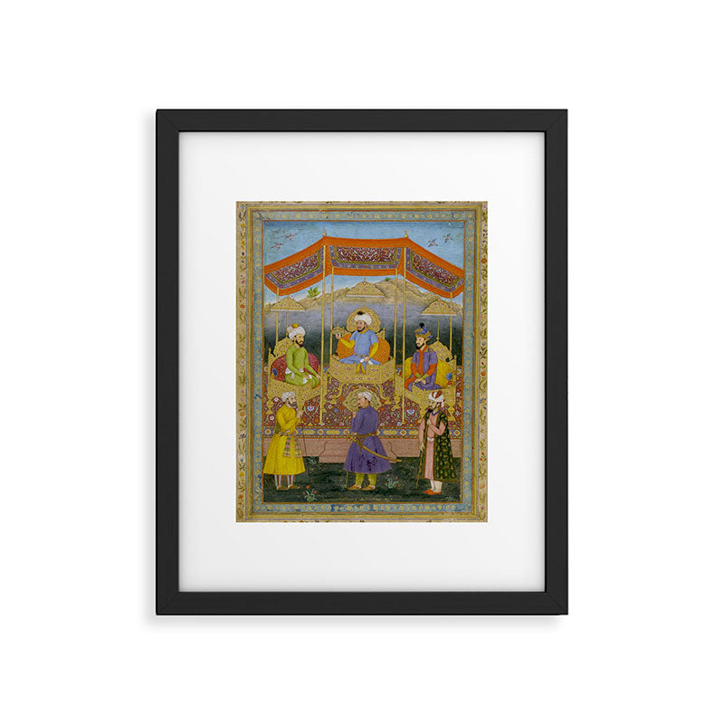 Antique Indian Miniature Painted Illustration Timur handing the crown to Babur Framed Art Print Gallery Image 5