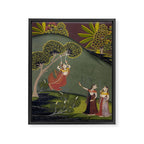 Antique Indian Painted Illustration The Swing Framed Canvas Print Gallery Image 6