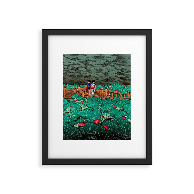 Antique Japanese Woodblock Print East Asian Art  Hasui Shiba Benten Pond Framed Art Print Gallery Image 5