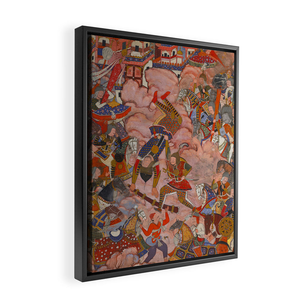 Antique Persian Art Battle Scene Framed Canvas Print Gallery Image 2