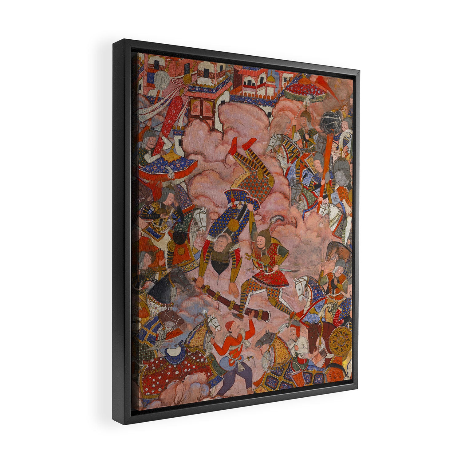 Antique Persian Art Battle Scene Framed Canvas Print Gallery Image 2