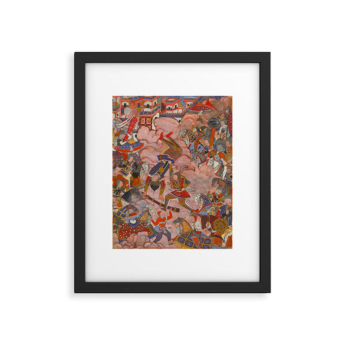 Antique Persian Art Battle Scene Framed Art Print Gallery Image 1