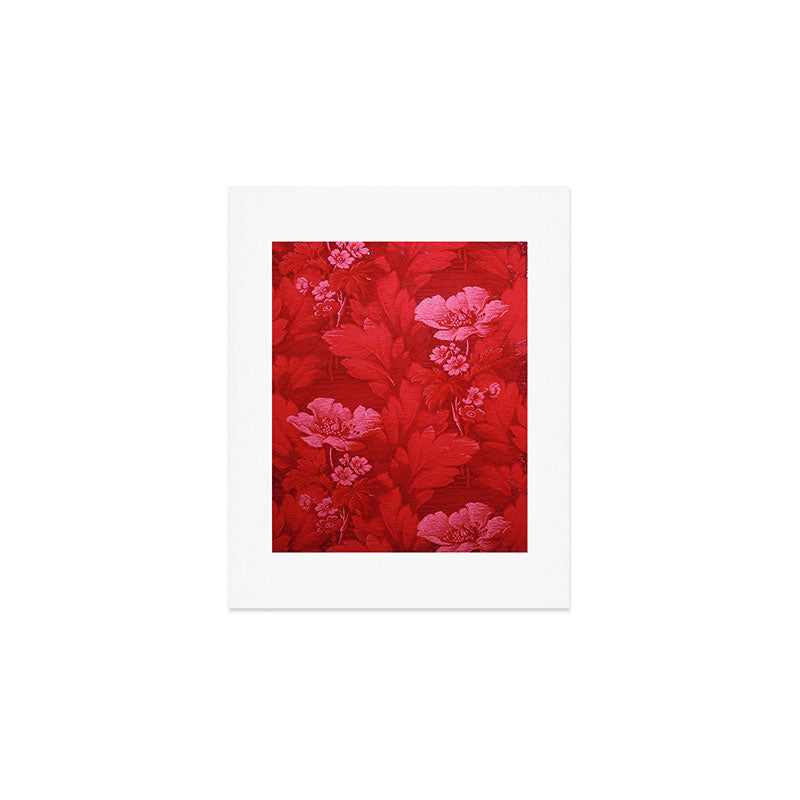 Antique Red Flower Pattern Art Print Gallery Image 1