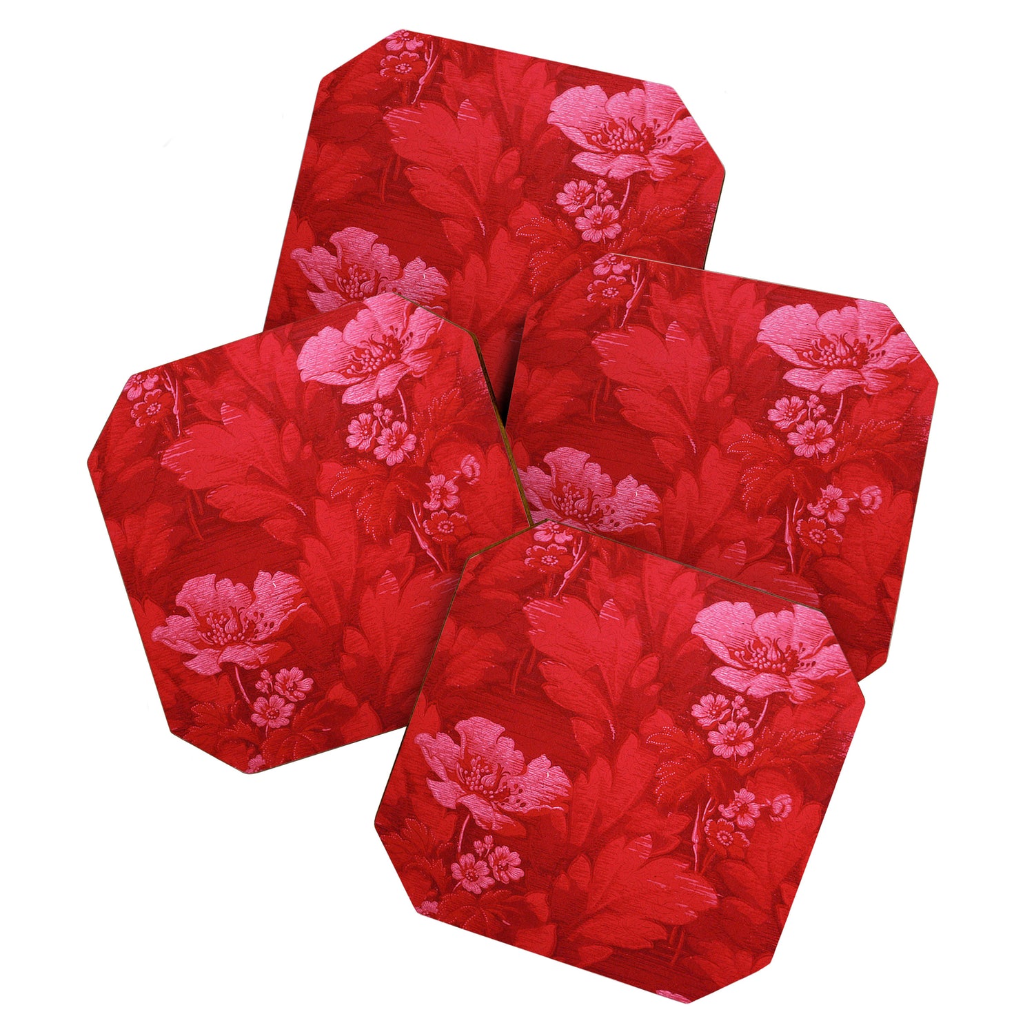 Antique Red Flower Pattern Coaster Gallery Image 1
